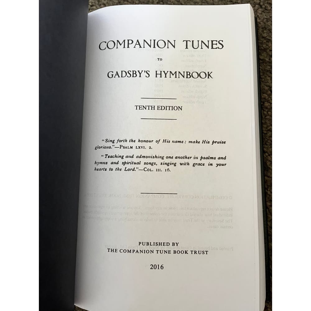 Companion tunes to gadsby’s hymn book tenth edition - sheet music printed media