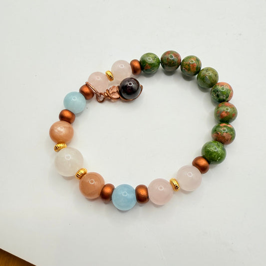 Gemstone beaded bracelet & tumbled stone set - bracelets baby clothing