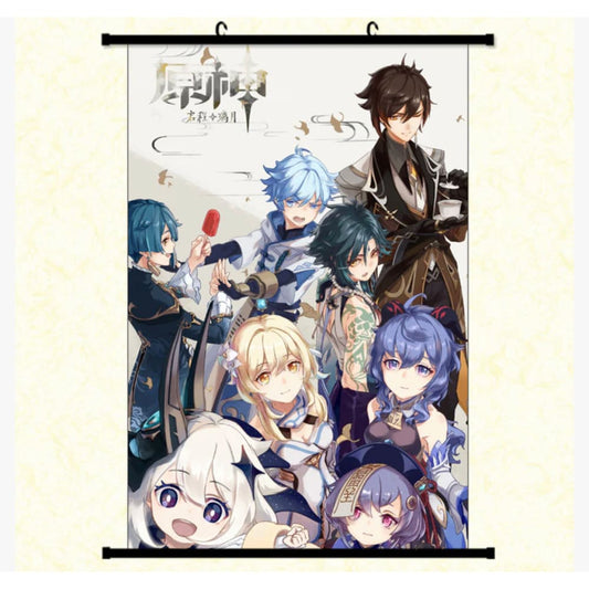 Anime 90x60cm wall scroll – genshin impact – 2 designs available - design 1 - posters anime - poster anime