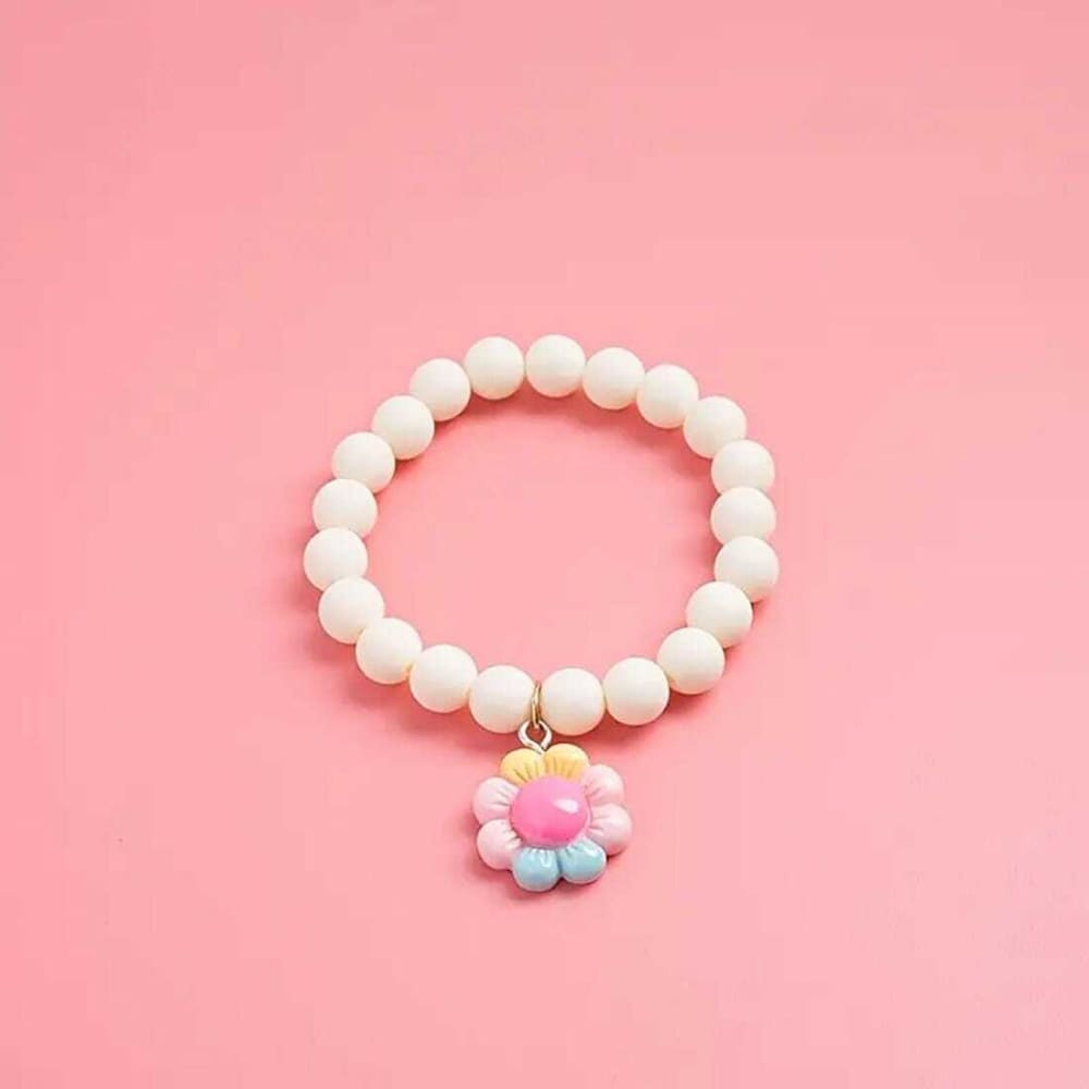 3-piece unicorn rainbow flower beaded bracelet set for girls - bracelets bracelet - jewelry fashion accessories
