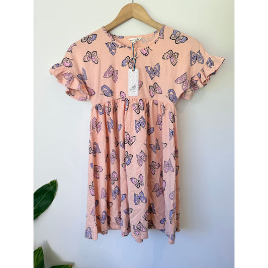 Mac + ellie size 8 butterfly print dress peach - dresses top women’s apparel
