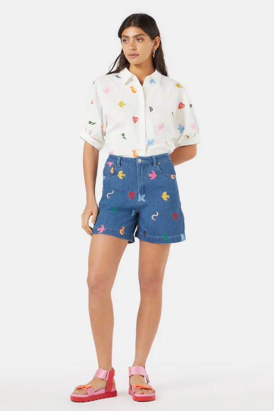 Gorman birds and flowers emb shirt - size 14 rrp $229 - shirts top women’s apparel
