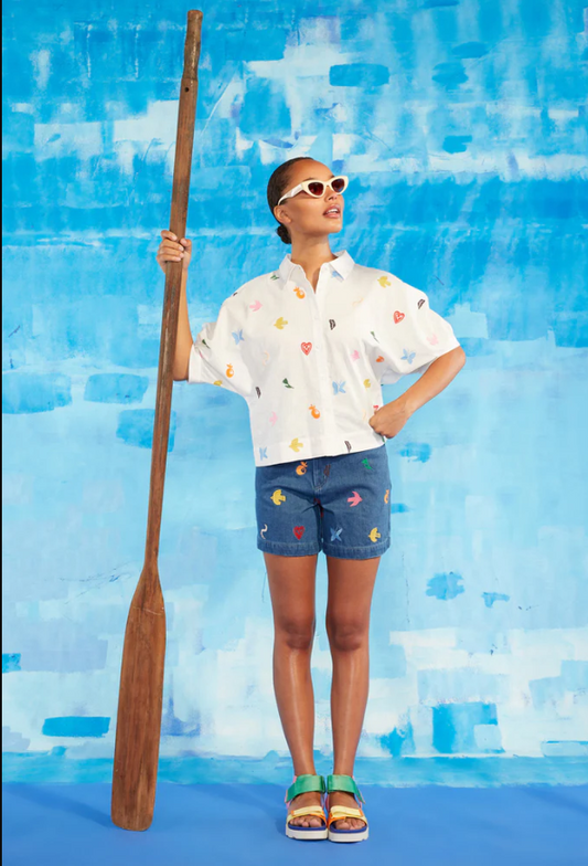 Gorman birds and flowers emb shirt - size 14 rrp $229 - shirts top women’s apparel