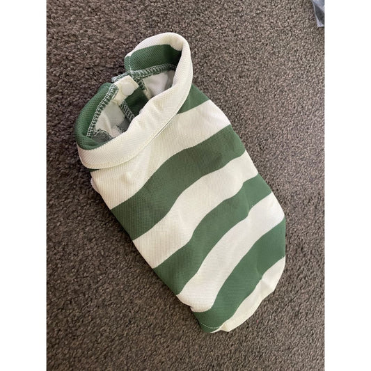 Green and white striped pet polo shirt - pet apparel pet - pet apparel & accessories - pet outfit pet apparel &