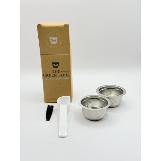 Set of 2 the green pods reusable coffee capsules + accessories - coffee maker & espresso machine accessories