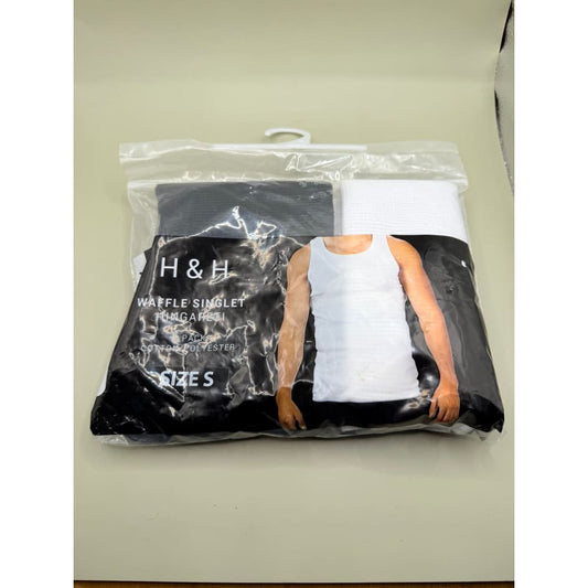H&h size s waffle singlet/hingapeti 2-pack - men’s undergarments underwear & basics men’s apparel