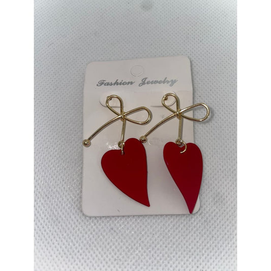 Heart & bow design beaded earrings - earrings earrings - jewelry fashion accessories