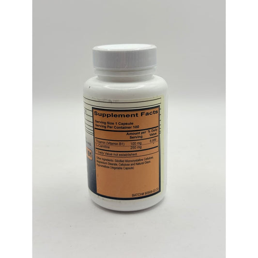 Logic l-carnitine with b1 - 100 veggie capsules - herbal supplements health and wellness