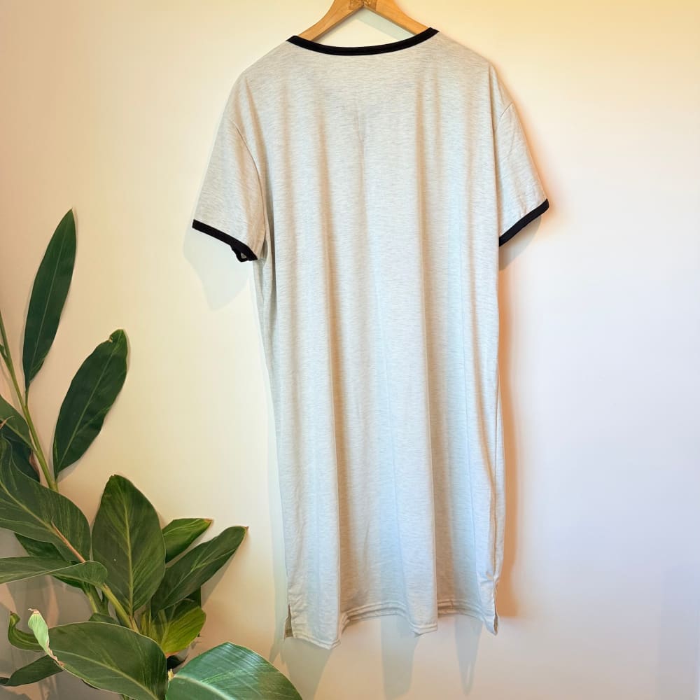 Heathered grey v-neck t-shirt dress - size xl - dresses top women’s apparel