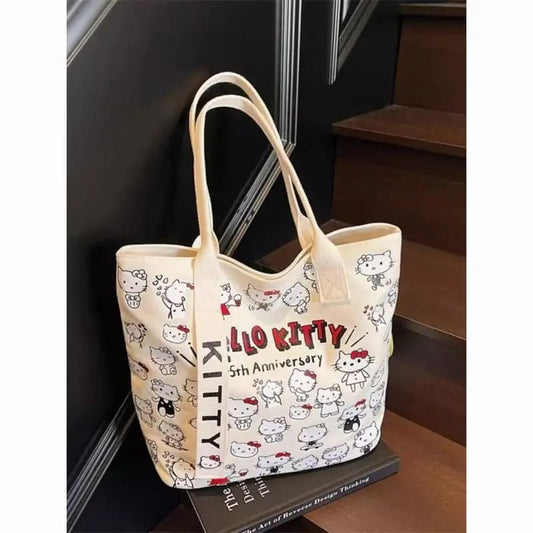 Hello kitty canvas tote bag - white - tote bags