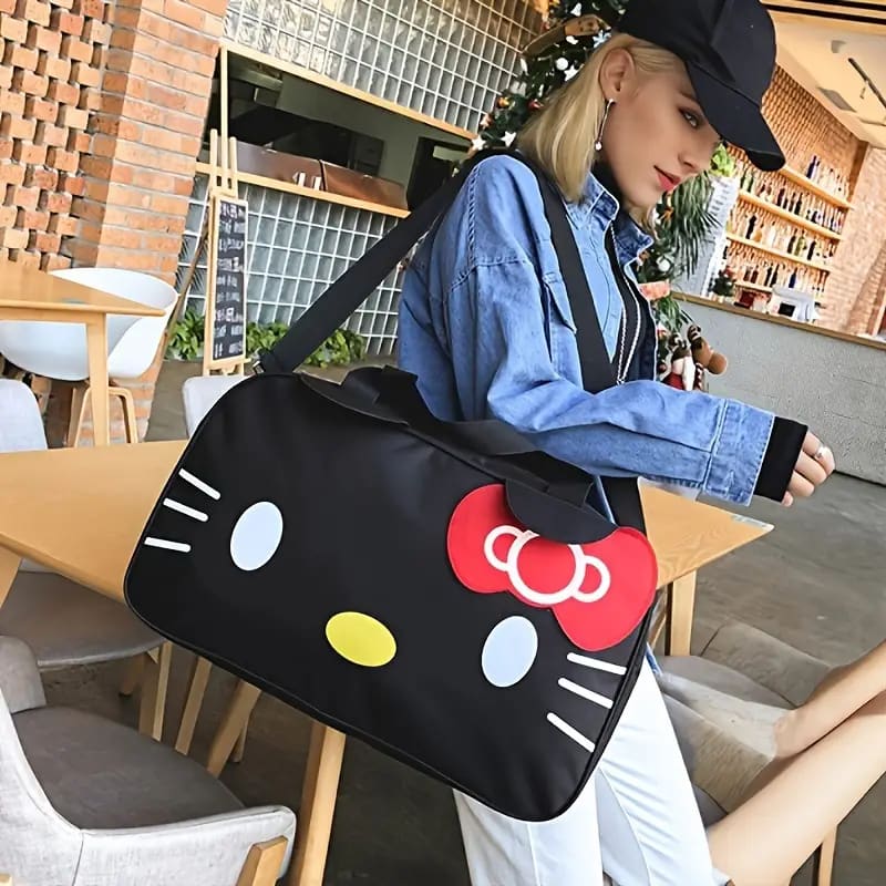 Black hello kitty travel tote bag - duffel bags accessories women’s apparel