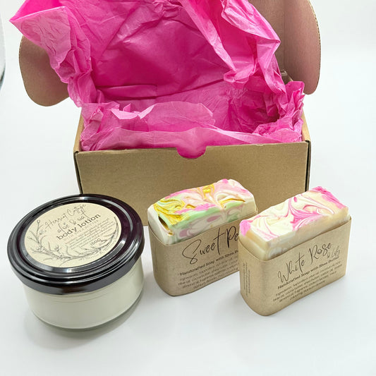 Herriot cottage skincare gift set aloe & oat body lotion with handcrafted soaps - bath & body gift sets face & eye care