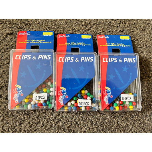 100pcs set of 3 hong mue basic map pins - paper clips stationery