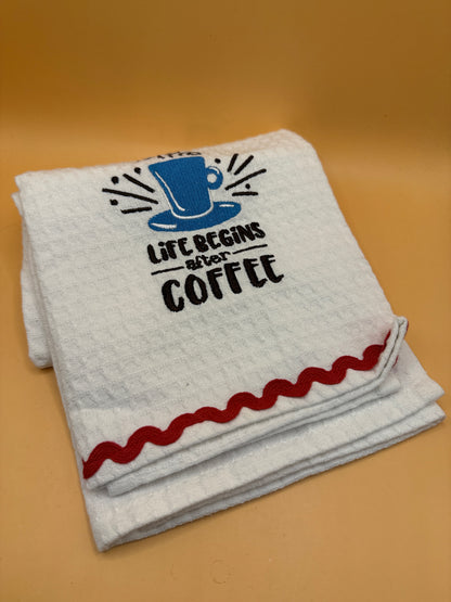 Hot House Homewares Life Begins After Coffee tea towel
