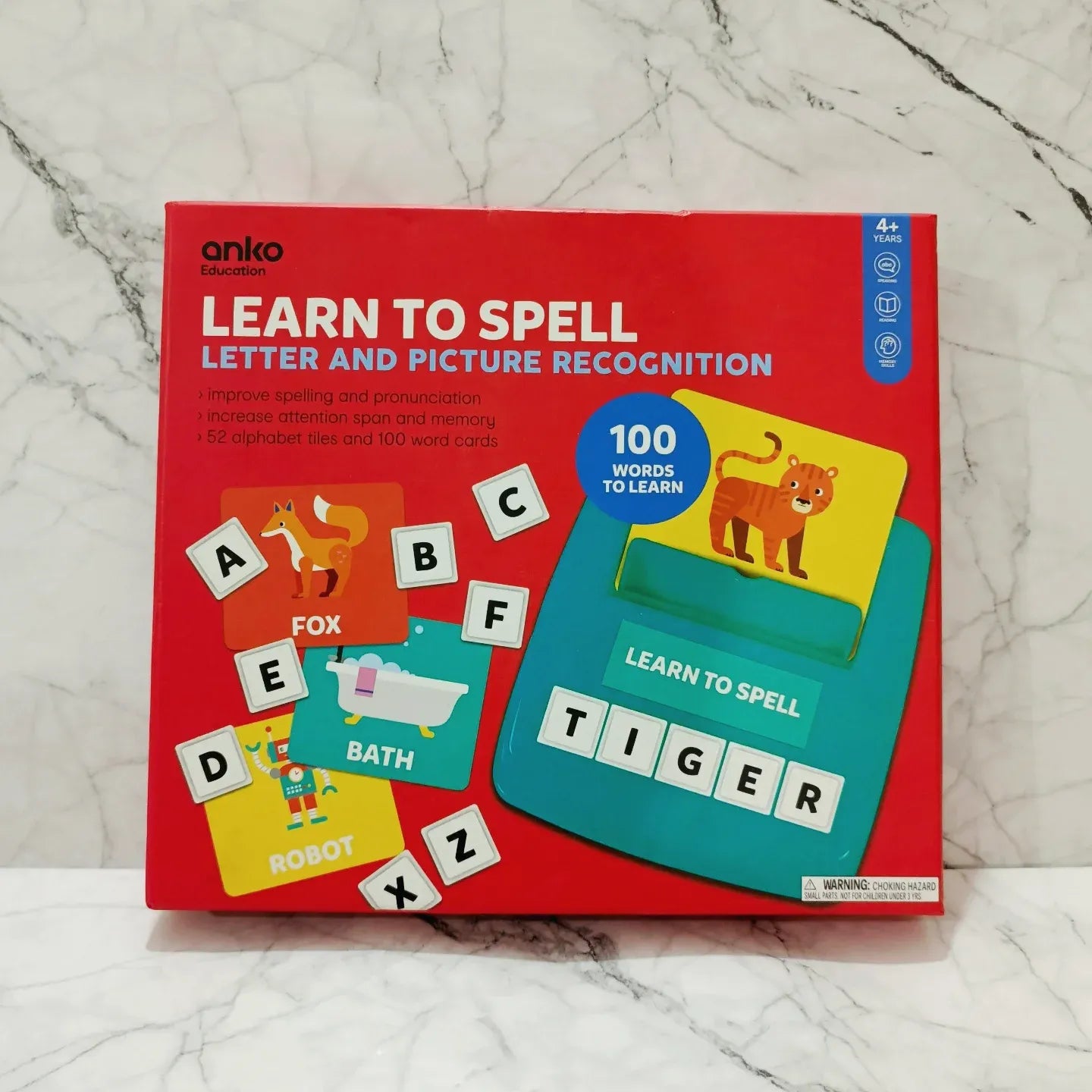 Learn to Spell Picture Recognition Game – 100 Word Cards Educational Set