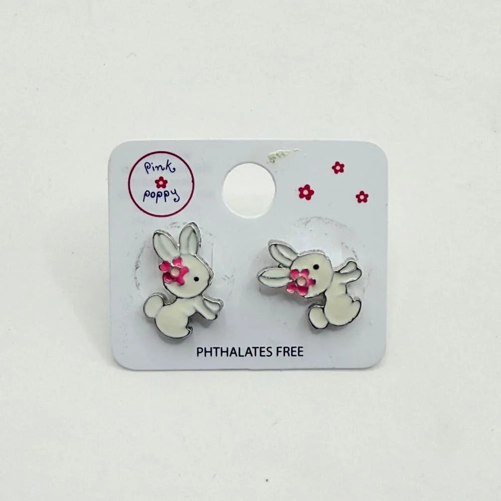 Pink Poppy Girls Bunny Stud Earrings