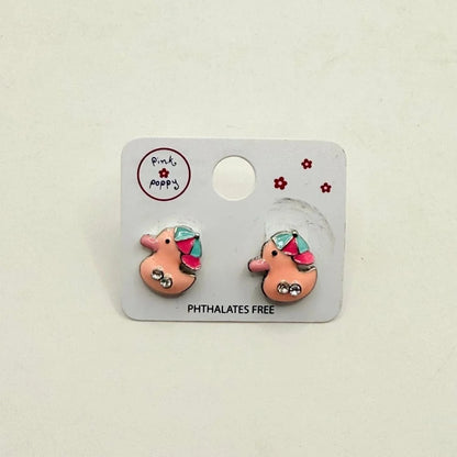 Pink Poppy Girls Peach Duck Stud Earrings