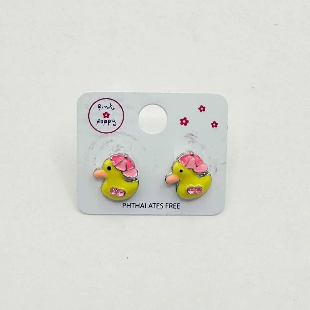 Pink Poppy Girls Yellow Duck Stud Earrings