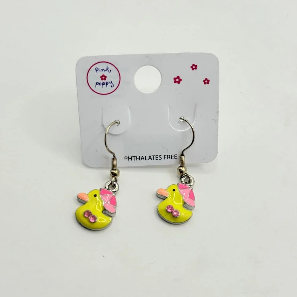Pink Poppy Girls Yellow Duck Drop Earrings