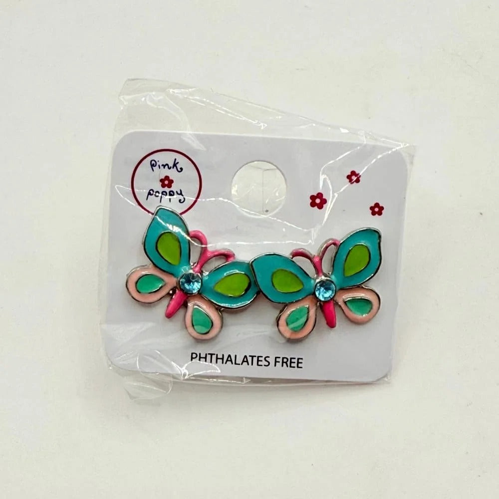 Pink Poppy Girls Teal Butterfly Stud Earrings