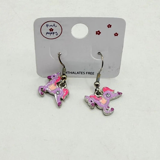 Pink Poppy Girls Lilac Pony Drop Earrings