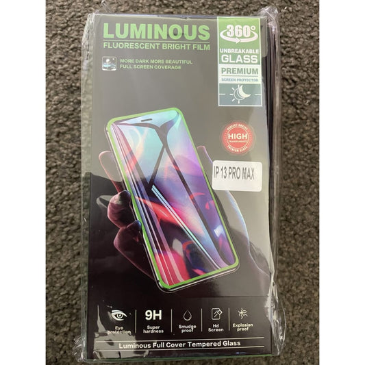 Luminous full cover tempered glass for iphone 13 pro max - mobile phone replacement parts electronics & accessories
