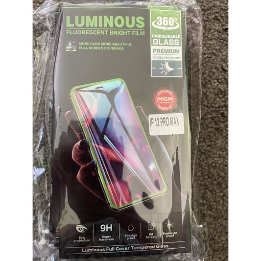 Luminous full cover tempered glass for iphone 12 max - mobile phone replacement parts electronics & accessories