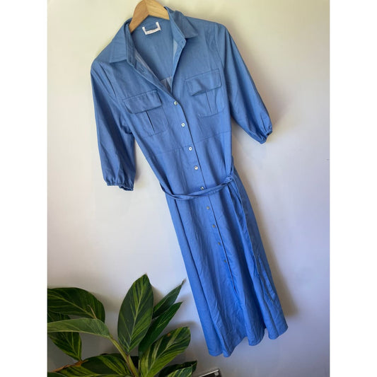Iris maxi shirt dress – size 8 (brand new cut-label rayon cotton blend) - dresses bnew label cut branded clothing