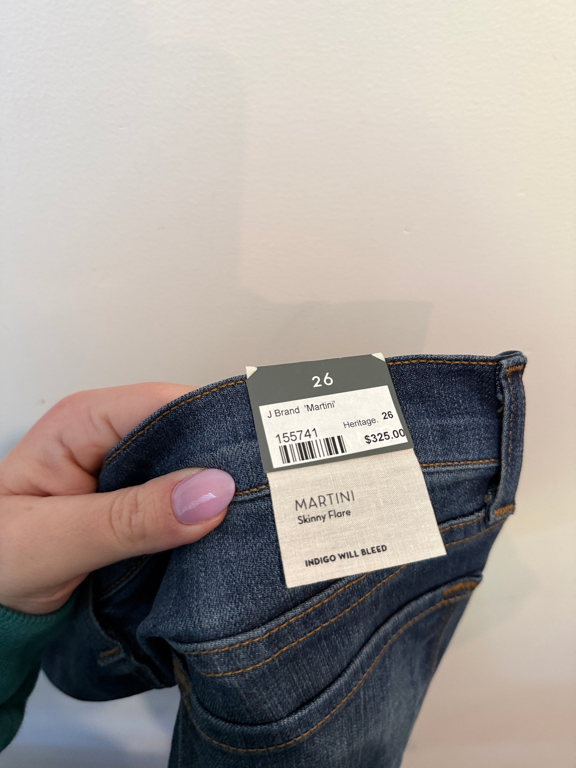 J Brand Martini jeans size 26 retail tag RRP 325