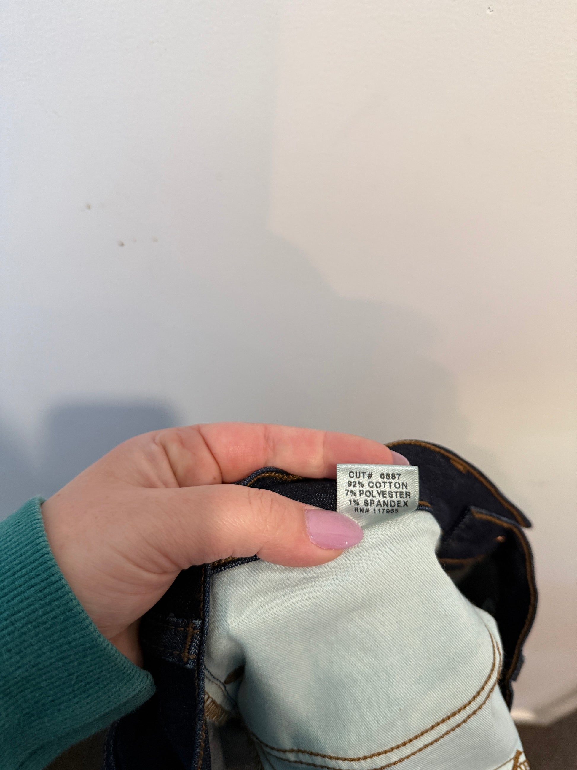 J Brand Martini jeans fabric label 92% cotton 7% polyester 1% spandex