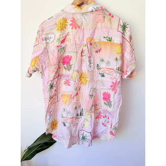Just jeans size 10 fleur tropical print button down shirt rrp $79.99 - shirts top women’s apparel
