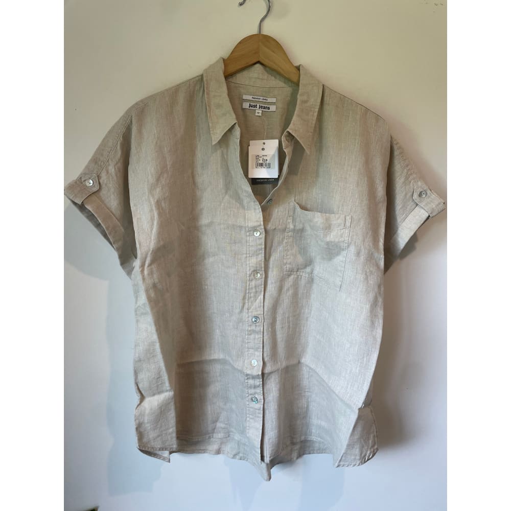 Just jeans size 12 button-front 100% linen top rrp $79.99 - shirts top women’s apparel