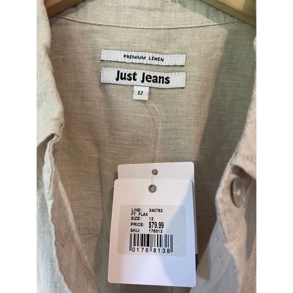 Just jeans size 12 button-front 100% linen top rrp $79.99 - shirts top women’s apparel