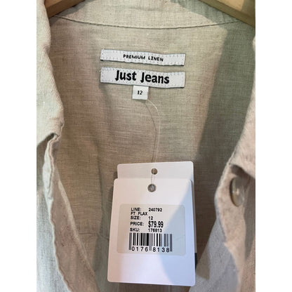 Just jeans size 12 button-front 100% linen top rrp $79.99 - shirts top women’s apparel