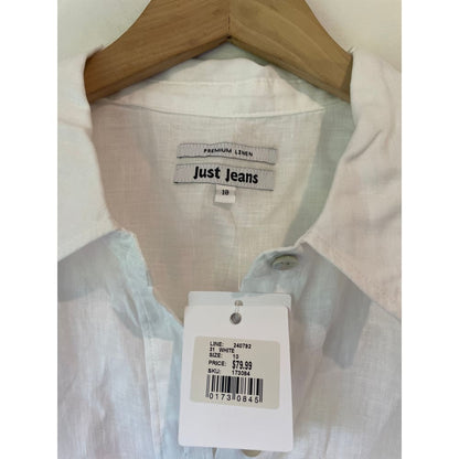 Just jeans size 10 button-front 100% linen top rrp $79.99 - shirts top women’s apparel