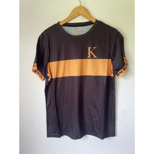 Shein size s ’k’ graphic tee with contrasting stripe and sleeve detail - clothing tops clothing & fashion - men - tee
