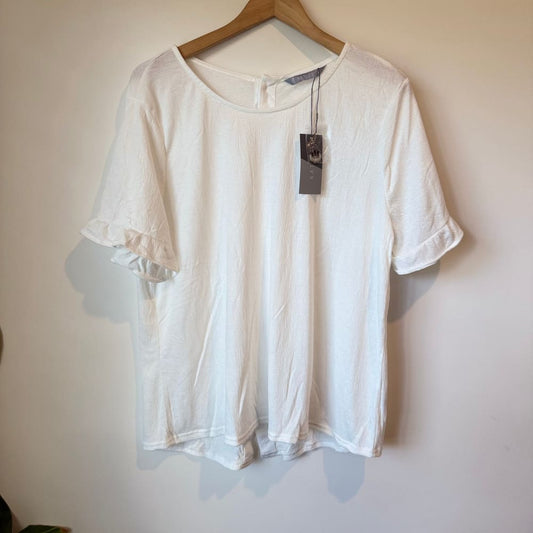 Katies button textured top - size xl white - blouses top women’s apparel