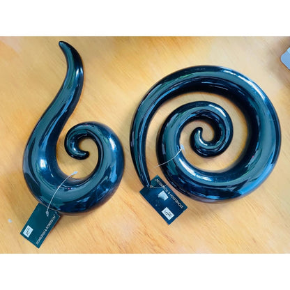 Set of 2 stonleigh & roberson black ceramic koru wall hangings - sculptures & statues home&living materials