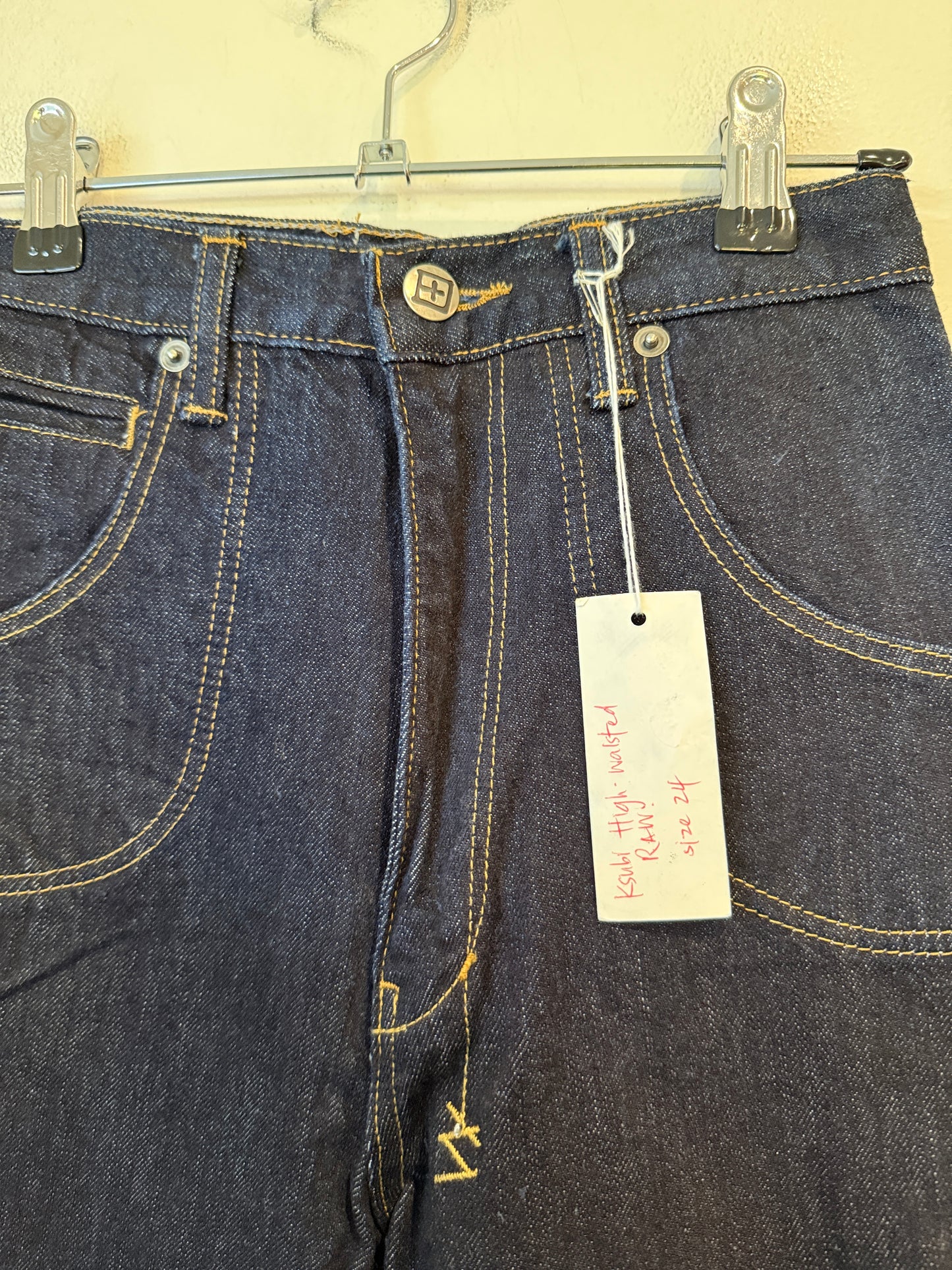 Ksubi raw denim jeans size 24 tag detail