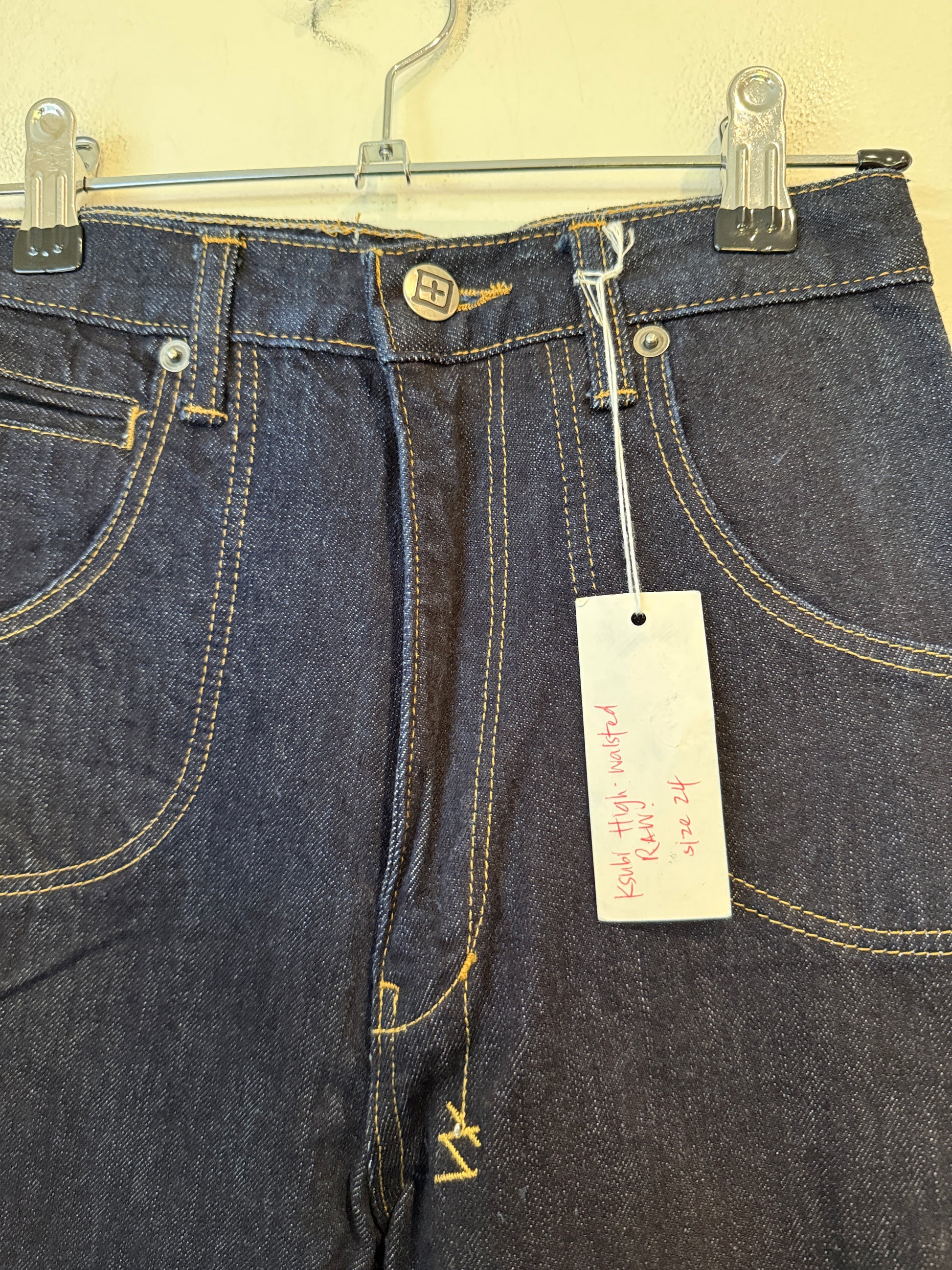 Ksubi raw denim jeans size 24 tag detail