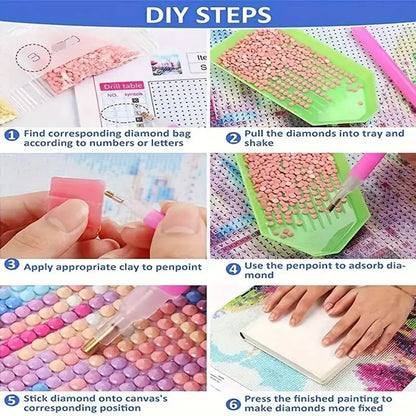 30x30cm diamond art kit – landscape with path & lavender field - drawing & painting kits crafts