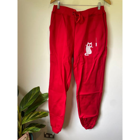 Sweatpants with white cat print size l - sweatpants bottom - clothing & fashion - pants - sweatpants women’s apparel