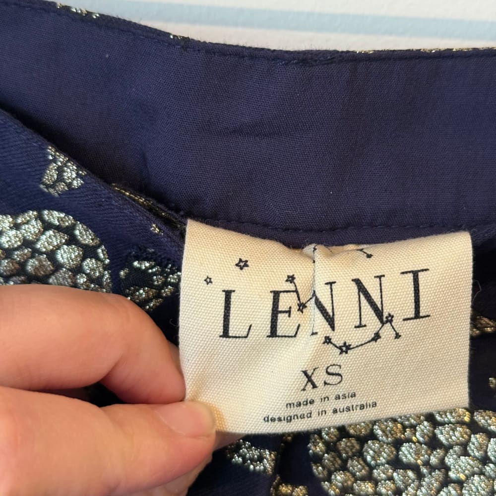 Lenni size xs wildcat metallic pants - dark navy - trousers bottom women’s apparel