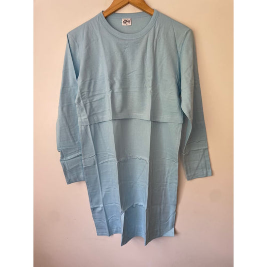 New beginnings breastfeeding night shirt size s light blue - t-shirts women’s apparel