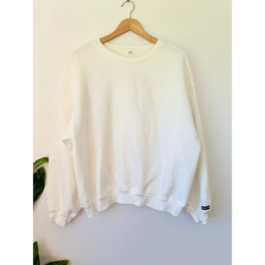 Love by tori size l ivory relaxed fit crewneck sweatshirt - sweatshirts top women’s apparel