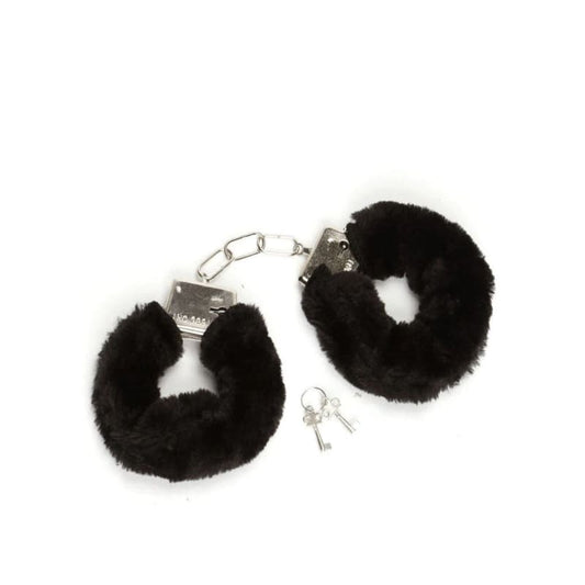 Lovetoy fetish pleasure fluffy handcuffs - black - riding toy accessories costume