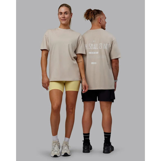Lskd size s sara i can shall will flxcotton tee shale beige-white - t-shirts