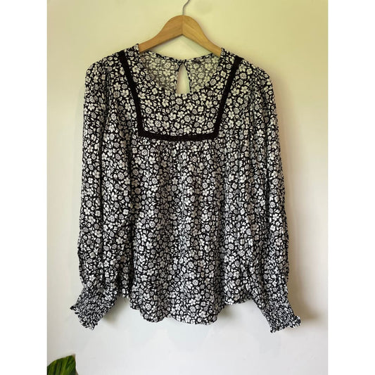 M&s floral viscose top – size 10 – brand new cut label - blouses blouse - bnew label cut branded clothing - clothing &
