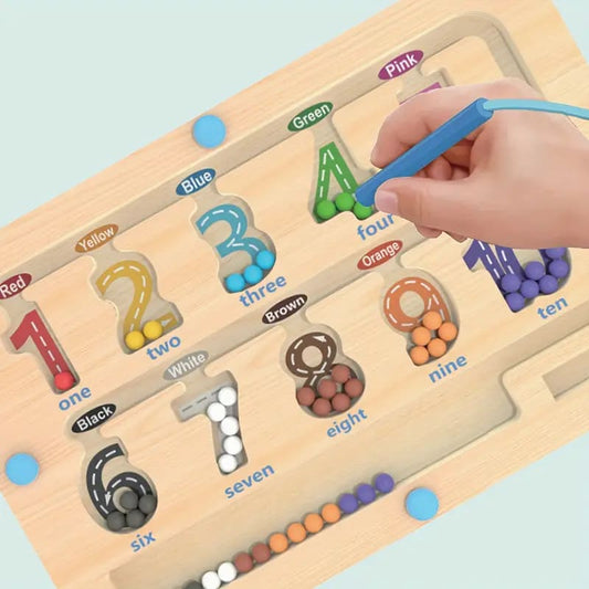 Magnetic color & number maze toy - educational wooden counting & sorting activity board - educational toys educational