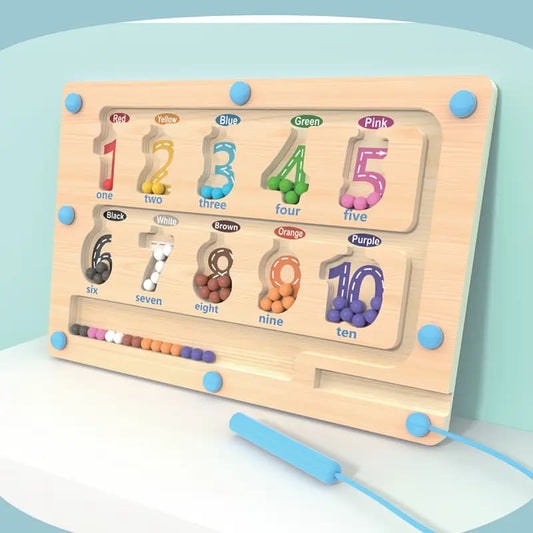 Magnetic color & number maze toy - educational wooden counting & sorting activity board - educational toys educational